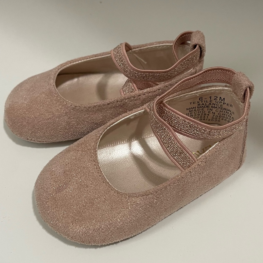 Childrens place shimmer light pink flats size 6-12 months